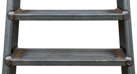 FARMING - Close-up of rusty metal ladder steps with industrial texture, ideal for construction or safety visuals