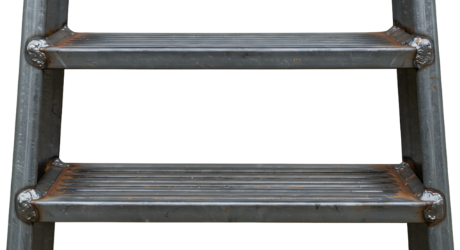 FARMING - Close-up of rusty metal ladder steps with industrial texture, ideal for construction or safety visuals