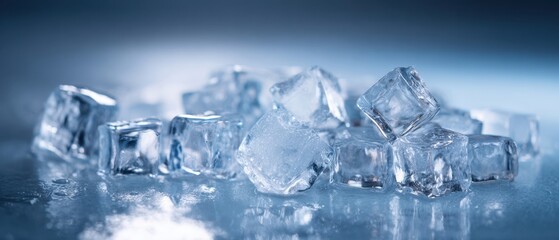 Obraz premium The Ice Cubes: A Crisp Closeup of Transparent Blue Crystal Geometry in Studio Light