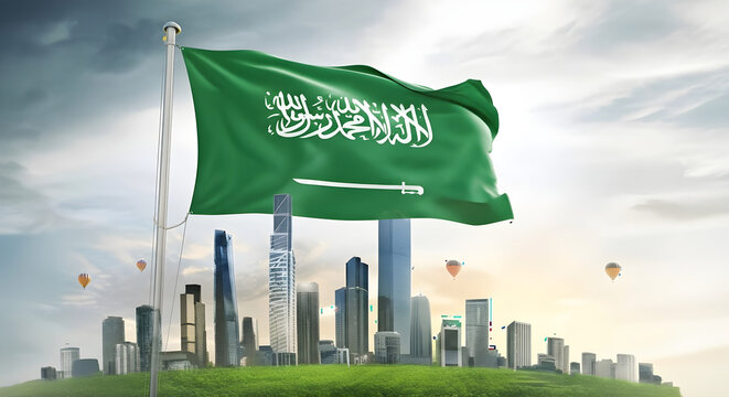 Saudi Arabia A Modern city Celebrate Saudi Arabian National Day Independence Day 