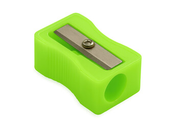 Green pencil sharpener on transparent background for easy isolation