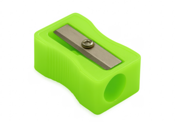 Green pencil sharpener on transparent background for easy isolation