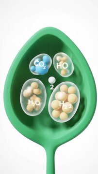 Inside a Leaf Photosynthesis Process Explained with CO2, H2O, and O2 Molecules