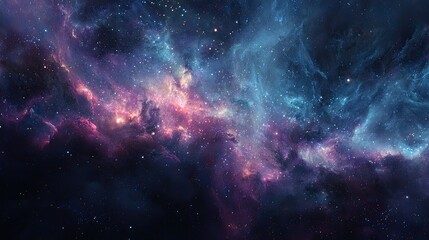 A vibrant nebula of space, with swirling colors and scattered stars