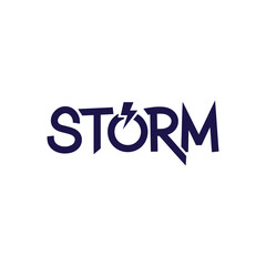 Storm Logo Design with Lightning Bolt Symbol.