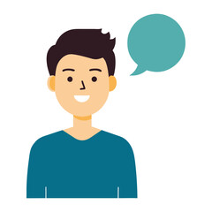 Young Man Smile Conversation with Speech Bubble Vector Illustration