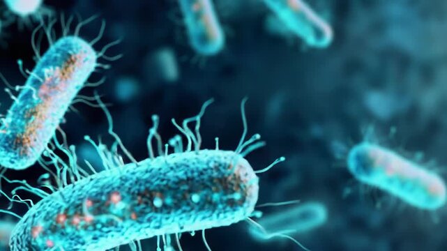 Microscopic view of bacteria showing flagella and pili