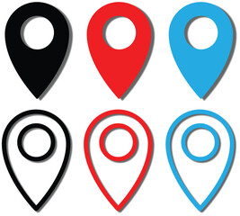 
Location icon set, Map pin place marker. geolocation gps tag icons set. place logo. GPS map location icon.

