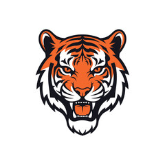 Fierce Tiger Head Mascot Logo Vector Illustration.