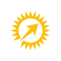Bright Sun with Rising Arrow Logo Design.