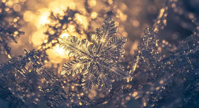 Close-up of ice crystals with translucent texture, glowing under bright light - Powered by Adobe
