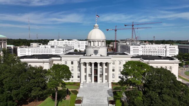 Aerial Drone Footage of Alabama State Capitol Building, Montgomery