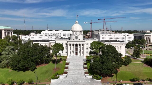 Aerial Drone Footage of Alabama State Capitol Building, Montgomery