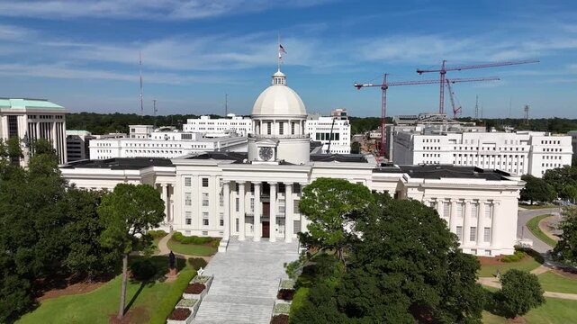 Aerial Drone Footage of Alabama State Capitol Building, Montgomery