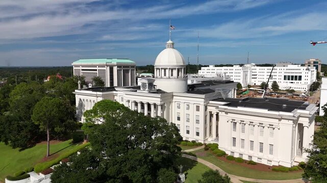 Aerial Drone Footage of Alabama State Capitol Building, Montgomery