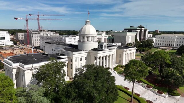 Aerial Drone Footage of Alabama State Capitol Building, Montgomery