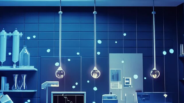 Futuristic laboratory showing advanced technology and research equipment