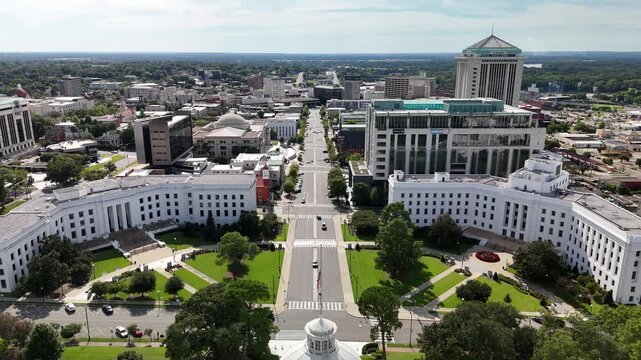 Aerial Drone Footage of Alabama State Capitol Building, Montgomery