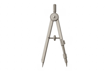 Metal compass on transparent background for precise drawing and measurement