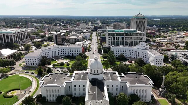 Aerial Drone Footage of Alabama State Capitol Building, Montgomery
