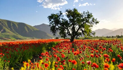 Fototapeta premium Poppy field landscape