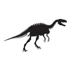 Naklejka premium A dynamic black vector artwork illustrates the anatomy of a dinosaur highlighting its skeleton on a clean white backdrop demonstrating prehistoric life forms