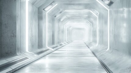Futuristic white tunnel