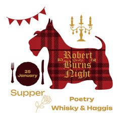 Robert Burns Night 25th January Scottish heritage festival. Burns night supper invitation card.