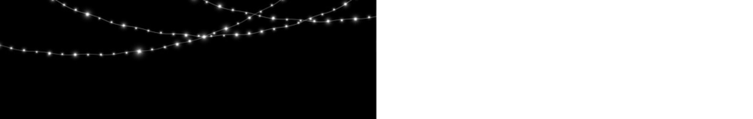 Elegant PNG overlay featuring sparkling fairy lights on a black background, perfect for enhancing...