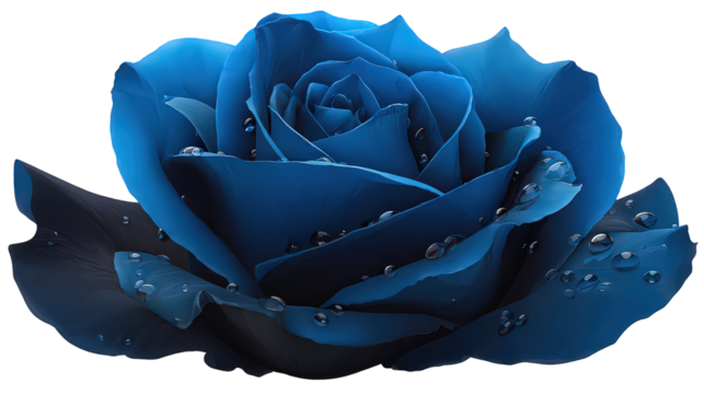 Close Up of a Dark Blue Rose with Water Droplets on Petals