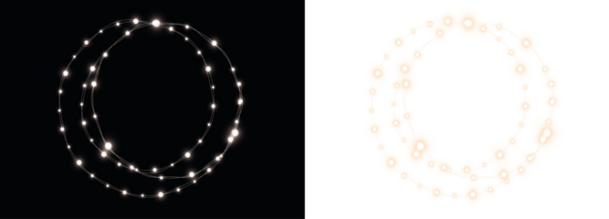 Abstract circular light trails in contrasting black and white backgrounds, creating a visually striking png overlay for creative design projects and digital artwork