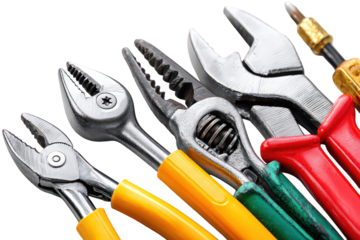Close-up of Various Hand Tools on Black Background