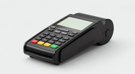 Black payment terminal with transparent background