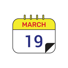 19 march calendar icon vector month illustration design