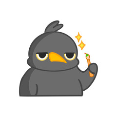 Grumpy Artist Bird Holding a Paintbrush