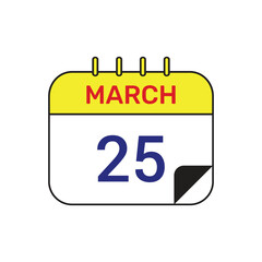 25 march calendar icon vector month illustration design