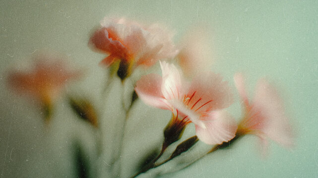 Soft Blurred Y2K Florals Vintage Backgrounds. Colorful flowers in soft focus with gentle hues creating a tranquil and dreamy atmosphere