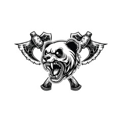 Angry Skull Panda Head Dark Art T-Shirt Graphic, dark art angry skull panda head, panda skull mascot, angry panda skull design, skull panda head vector, dark art panda illustration