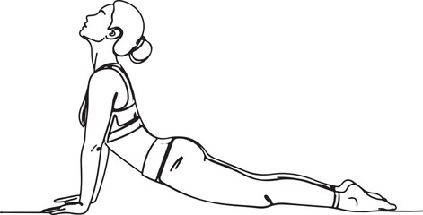 Woman in Cobra Pose Yoga Stretch Line Drawing meditation