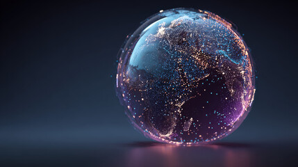 Futuristic glowing digital globe hologram with vibrant colors