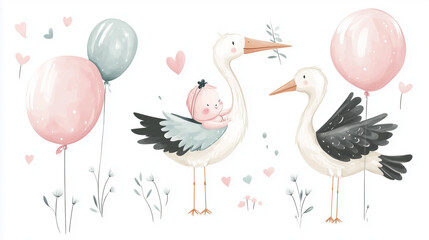 stork and baby