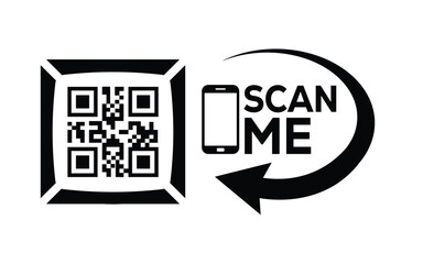 QR code scan icon set. Scan me frame. QR code scan for smartphone. QR code for mobile app, payment and identification. Vector illustration.