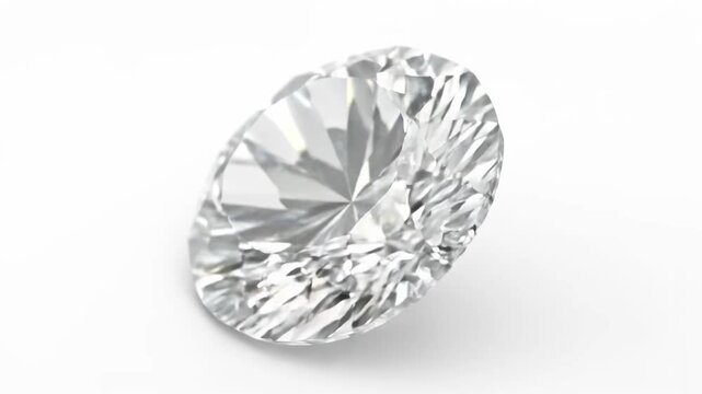 Sparkling Diamond on White - A brilliant-cut diamond is showcased against a clean white background. Its facets sparkle and reflect light, highlighting its clarity and exceptional cut.