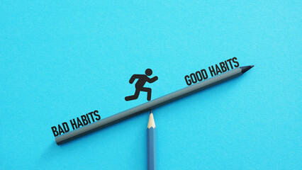 Bad habits and good habits are shown using the text. Hack your habits