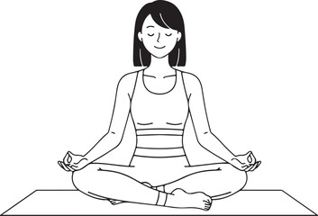 Woman Meditating in Lotus Pose on Yoga Mat meditation