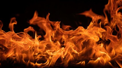 Intense Flames Dancing Against Dark Background A Fiery Inferno