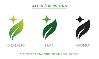 Nature Leaf Sparkle Logo – Wellness, Organic Beauty, Green Growth Icon