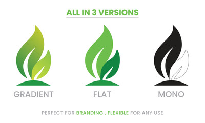 Eco Green Leaves Logo – Organic Farming, Herbal Growth Vector
