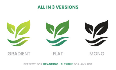 Eco Wave Leaf Logo – Organic Farming, Nature Growth, Sustainable Icon