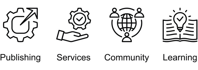 Expanding Business banner web icon vector illustration of Publishing, Services, Community, Learning